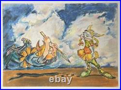 Chuck Jones (Handmade) Drawing On old Paper Signed & Stamped Mixed Media, Vtg Art
