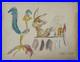 Chuck Jones (Handmade) Drawing On old Paper Signed & Stamped, Vtg Art