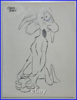 Chuck Jones (Handmade) Drawing On old Paper Signed & Stamped, Vtg Art