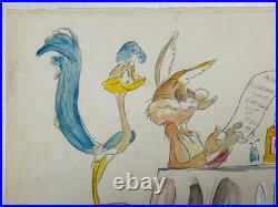 Chuck Jones (Handmade) Drawing On old Paper Signed & Stamped, Vtg Art
