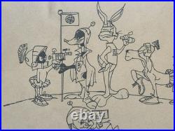 Chuck Jones (Handmade) Drawing On old Paper Signed & Stamped, Vtg Art