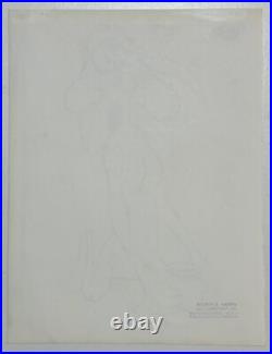 Chuck Jones (Handmade) Drawing On old Paper Signed & Stamped, Vtg Art