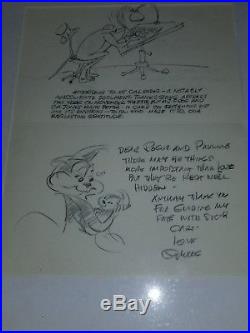 Chuck Jones & Joe Barbara personally drawn & signed Animation Cels & Card RARE