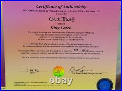 Chuck Jones Kitty Catch Hand Signed painted Looney Tunes cel COA Chuck Jones Kitty Catch Hand Signed painted Looney Tunes cel COA
