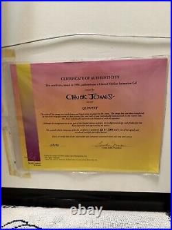 Chuck Jones LOONEY TUNES Quintet CELL rare, Signed COA, Framed