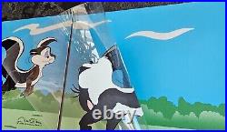 Chuck Jones Le Pursuit Hand Signed painted Looney Tunes skunk cel Diptych COA