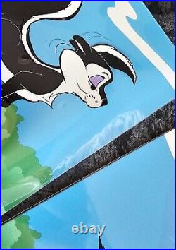 Chuck Jones Le Pursuit Hand Signed painted Looney Tunes skunk cel Diptych COA