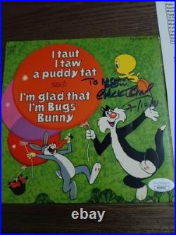 Chuck Jones &Mel Blanc Dual Hand Signed Looney Tunes 45 Sleeve & Record JSA COA