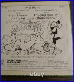 Chuck Jones &Mel Blanc Dual Hand Signed Looney Tunes 45 Sleeve & Record JSA COA