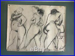 Chuck Jones Original Charcoal Life Drawing Signed Animation Nude Women