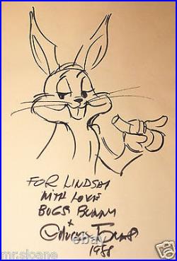 Chuck Jones Original Signed Bugs Bunny Drawing Cartoon Uacc Registered Dealer