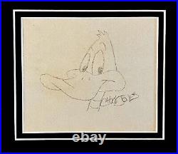 Chuck Jones Original Signed Pencil Sketch of Daffy Duck Museum Framed