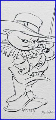 Chuck Jones Porkthos Hand Signed 32/100 Three Musketeers animation Porky Pig art