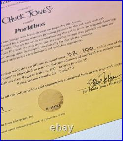 Chuck Jones Porkthos Hand Signed 32/100 painted Looney Tunes Porky Pig sericel