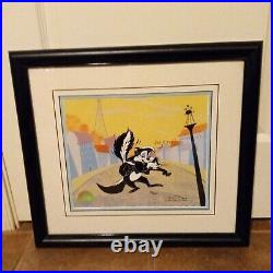 Chuck Jones Rare Signed Painted Cel Art Pepe La Pew & Kitty SHE IS SHY 386/500
