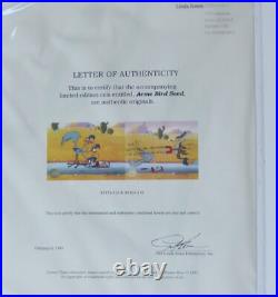 Chuck Jones Road Runner & Coyote Acme Bird Seed Hand Signed painted Framed cel