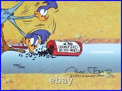 Chuck Jones Road Runner & Coyote Acme Birdseed Signed painted Looney Tunes cel