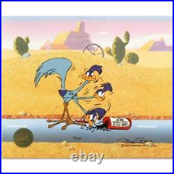 Chuck Jones Road Runner and Coyote Acme Birdseed Animation Cel Painted Signed