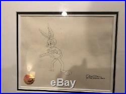 Chuck Jones SIGNED Animation Cel and Drawing Bugs Bunny King Arthur 1/1 1993 COA