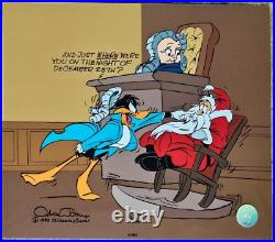 Chuck Jones Santa on Trial Daffy Hand Signed painted Looney Tunes cel, COA Chuck Jones Santa on Trial Daffy Hand Signed painted Looney Tunes cel, COA