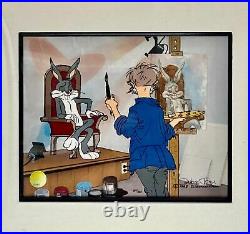 Chuck Jones Self Portrait with Grey Hare Signed Limited Hand Painted Cell w COA
