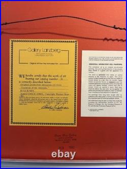Chuck Jones Signed AUTHENTICATED Bugs Bunny Cel Hand Painted Pro Framed 1979