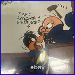 Chuck Jones Signed Animation Cel Approach The Bench Looney Tunes Warner Bros COA