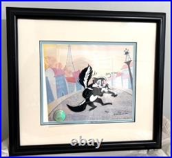 Chuck Jones Signed Animation Cel Pepe Le Pew She Is Shy LE CoA Framed