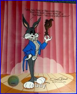 Chuck Jones Signed Artist Proof Cel Warner Bros Bugs Bunny Pewlitzer Prize Rare