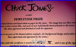 Chuck Jones Signed Artist Proof Cel Warner Bros Bugs Bunny Pewlitzer Prize Rare