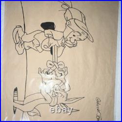 Chuck Jones Signed Bugs Bunny & Elmer Fudd Ink Drawing on Paper Real deal here