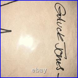 Chuck Jones Signed Bugs Bunny & Elmer Fudd Ink Drawing on Paper Real deal here