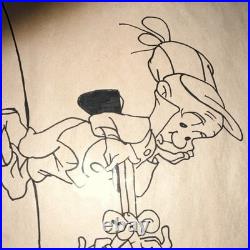 Chuck Jones Signed Bugs Bunny & Elmer Fudd Ink Drawing on Paper Real deal here