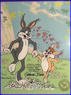 Chuck Jones Signed Bugs Bunny Ltd Edition Animation Cel Birthday Card to Linda