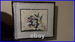 Chuck Jones Signed Bugs Bunny and Daffy Duck Stock Broker Animation Cell