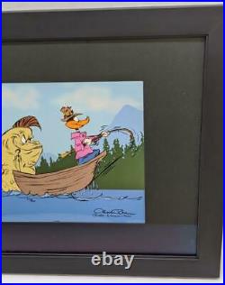 Chuck Jones Signed Daffy Duck Fish Tale Framed Animation Cel (HE2027394)