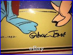 Chuck Jones Signed Daffy Duck Porky Pig Duck Dodgers Hand Painted Cel 71/100
