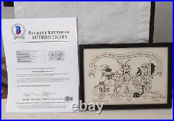 Chuck Jones Signed Looney Toons Characters Animation Print 1978 with Beckett COA