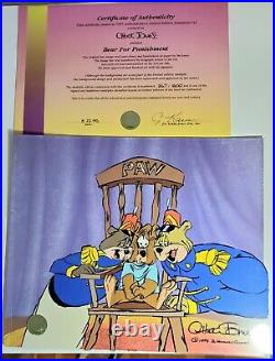 Chuck Jones Signed Painted Bear For Punishment Limited Edition Animation Cel