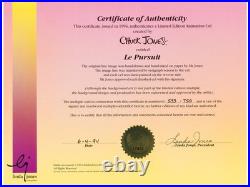 Chuck Jones Signed Pepe Le Pew & Penelope Le Pursuit Sold Out Double Cel Suite