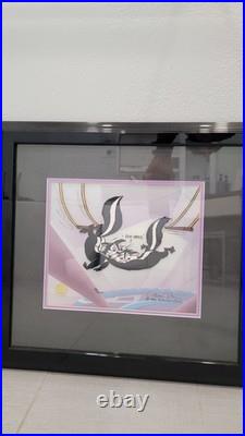 Chuck Jones Signed Pepe Le Pew and Penelope Kitty Catch Cel Art