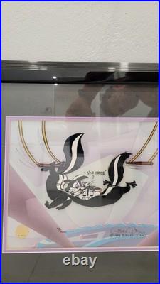 Chuck Jones Signed Pepe Le Pew and Penelope Kitty Catch Cel Art