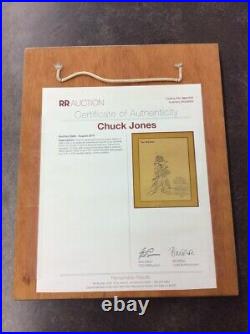 Chuck Jones Signed Sketch of Daffy Duck Decoupaged on Wooded Plaque (LIN022057)
