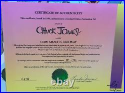 Chuck Jones Turnabout is Fair Play Hand Signed painted Looney Tunes cel COA