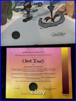 Chuck Jones Turnabout is Fair Play Hand Signed painted Looney Tunes cel COA