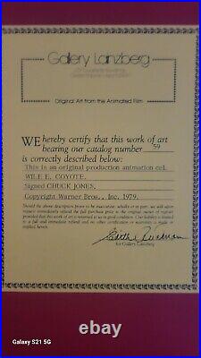 Chuck Jones Wile E. Coyote Animation Cartoon Production Cel Signed w COA