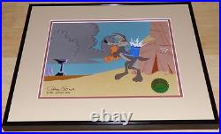 Chuck Jones Wile E Coyote Chariots Of Fur Framed Orig 1994 Production Cel Signed