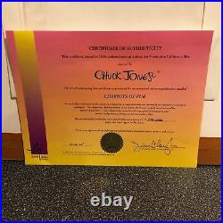 Chuck Jones Wile E Coyote Chariots Of Fur Framed Orig 1994 Production Cel Signed