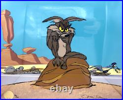 Chuck Jones Wile E Coyote Roadrunner Signed LE 96/201 Animation Cel Cell COA