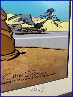 Chuck Jones Wile E Coyote Roadrunner Signed LE 96/201 Animation Cel Cell COA